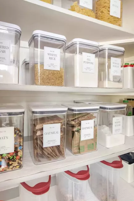 Clear containers for pantry organization